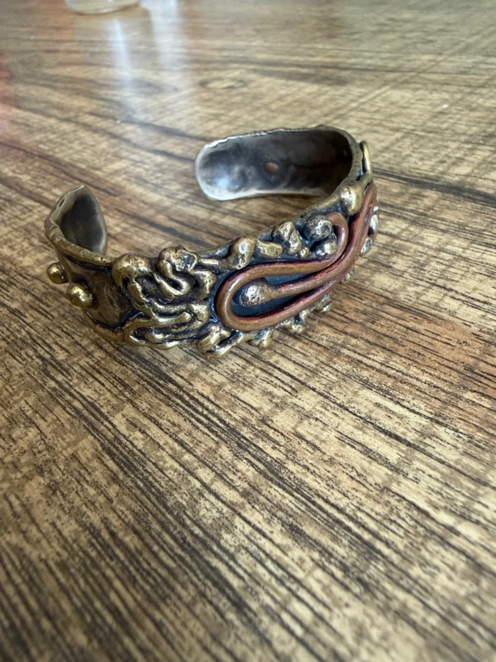 Vintage copper & brass artsy cuff bracelet - Picture 5 of 5